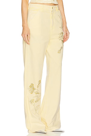 Des Phemmes Cargo Denim Pant in Lemon