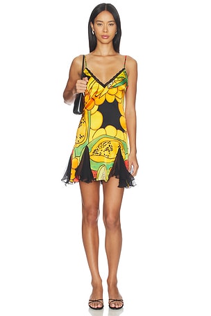 Frutas Silk Satin Lace Mini Dress Donde Esteban