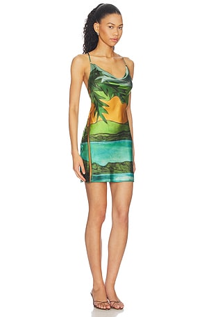 Donde Esteban Magdalena Silk Mini Dress in Blue,Green