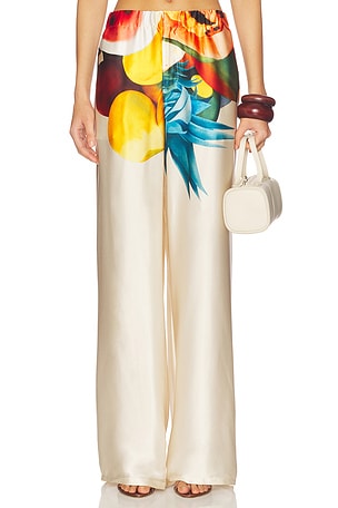 White Salpicon Silk Pants Donde Esteban