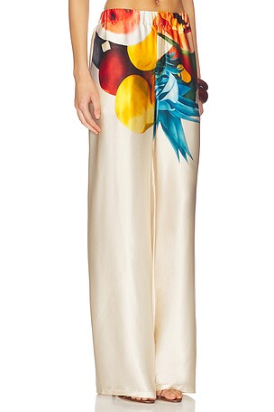 Donde Esteban White Salpicon Silk Pants in Ivory