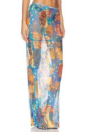 Donde Esteban El Beso Mesh Lace Skirt in Blue. Size XS. Also