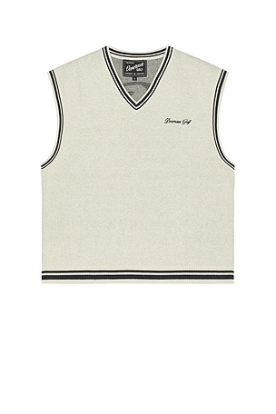 Devereux Golf Skull Icon Sweater Vest in Cream