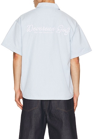 Devereux Golf The Mechanic Quarter Zip Shirt in Baby Blue,White