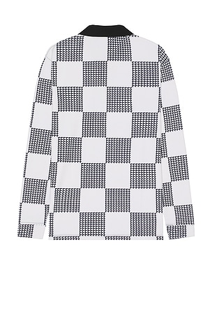 Devereux Golf Back 9 Checker Long Sleeve Polo in White