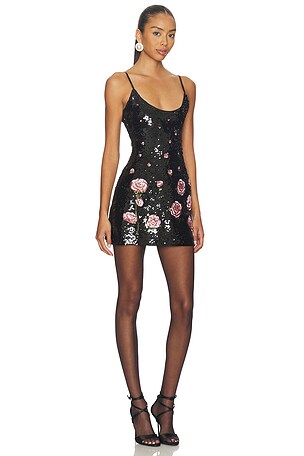 GUIZIO Sequin Mini Dress in Black