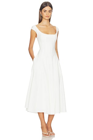 GUIZIO Leila Twill Dress in Ivory