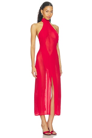 GUIZIO ROBE KOEMI SHEER PANEL en Rouge