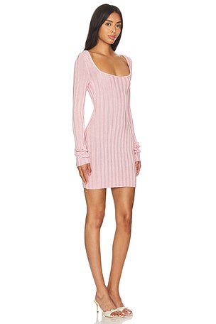 GUIZIO Slinky Rib Mini Dress in Pink