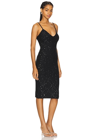 GUIZIO Amelia Sequin Knit Dress in Black