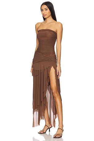 GUIZIO Lyla Twist Dress in Brown