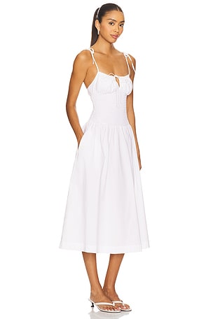 GUIZIO Lura Midi Dress in White
