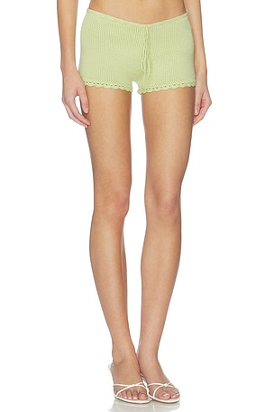 GUIZIO Scallop Tie Knit Short in Green