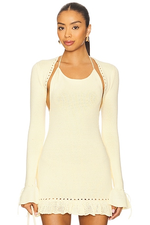 Crochet Ruffle Sleeve Bolero GUIZIO