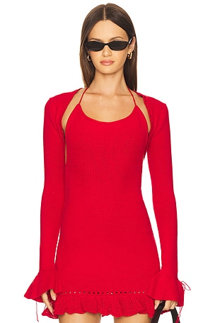 Crochet Ruffle Sleeve Bolero GUIZIO