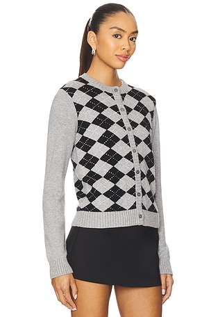GUIZIO Relaxed Argyle Cardigan in Grey
