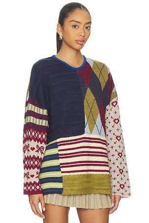 GUIZIO Zuri Sweater in Blue,Red. Size XS. Also