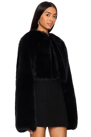GUIZIO Alyana Faux Fur Jacket in Black