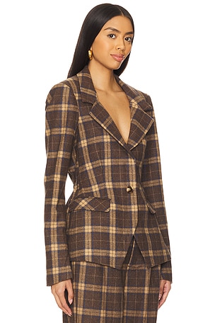 GUIZIO Cooper Tartan Blazer in Brown