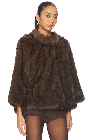 GUIZIO Faux Fur Topper in Brown