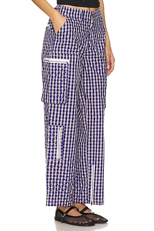 GUIZIO Adrian Gingham Pant in Royal,Grey