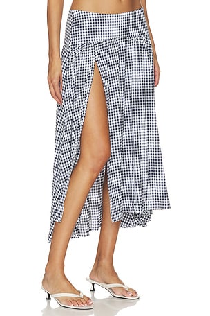 GUIZIO Alegra Low Rise Maxi Skirt in Navy