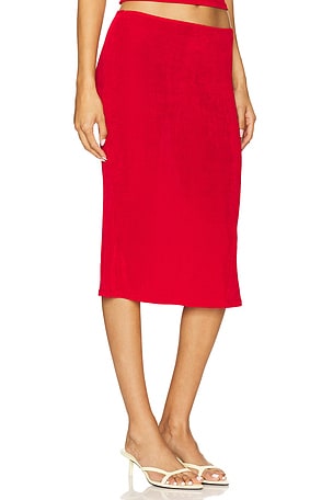 GUIZIO Selene Midi Skirt in Red