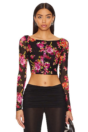 Nanna Pleated Floral Crop Top