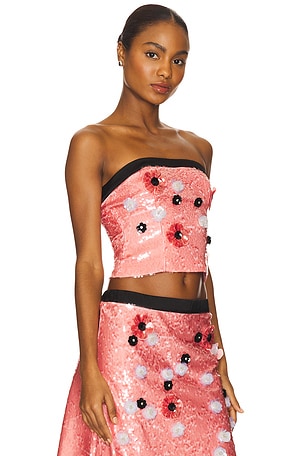 GUIZIO Chantal Sequin Tube Top in Pink