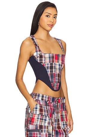 GUIZIO Mina Patchwork Corset in Red