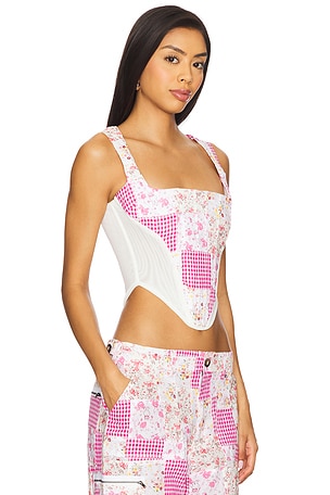 GUIZIO Mina Patchwork Corset in Pink
