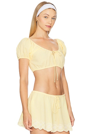 GUIZIO Ravello Gingham Top in Lemon