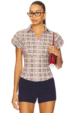 Liana Plaid Top GUIZIO