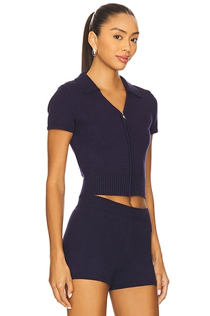 GUIZIO Calesia Zip Up Top in Navy