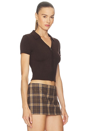 GUIZIO Calesia Zip Up Top in Brown