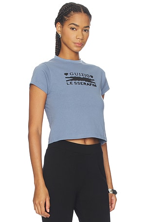GUIZIO x REVOLVE x Le Sserafim Hearts Guizio Tee in Blue. Size XS. Also