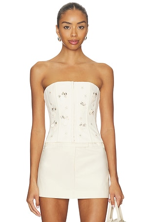 Embellished Twill Corset Top GUIZIO