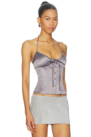 GUIZIO Marini Corset in Metallic Silver