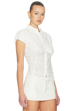 GUIZIO Rinka Embroidered Blouse in White