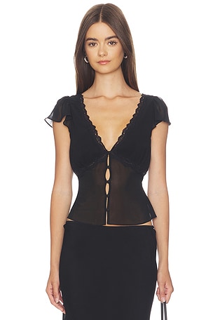 Darling Lace Trim Flutter Top GUIZIO