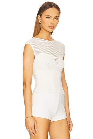 Dodiee Pointelle Sweetheart Top in Ivory