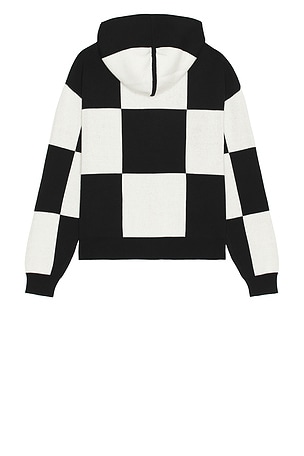 Diet Starts Monday Checkered Jacquard Full Zip Hoodie in Black