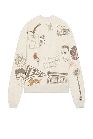 Diet Starts Monday Doodle Crew Neck Sweatshirt in Grey