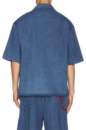 Diet Starts Monday Dropoff Button Up Shirt in Blue