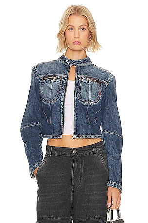 Generation Love Sutton Double Breasted Button Font Denim Jacket In Washblue  | ModeSens
