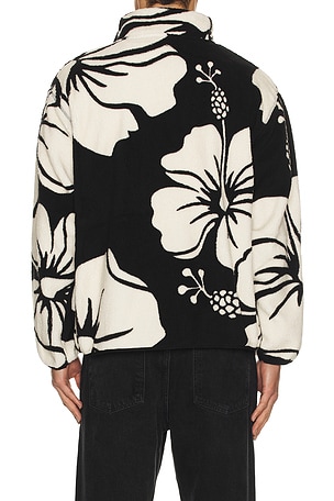 Duvin Design Hibiscus Full Zip Sherpa Jacket in Black. Size XL/1X. Also