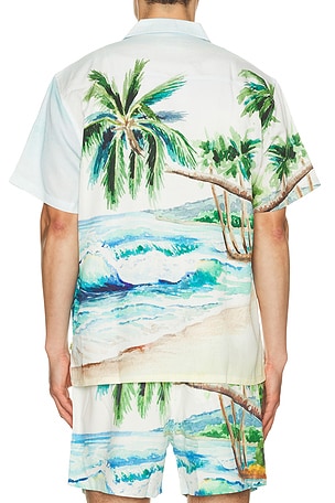 Duvin Design Postcard Button Up Shirt in Blue