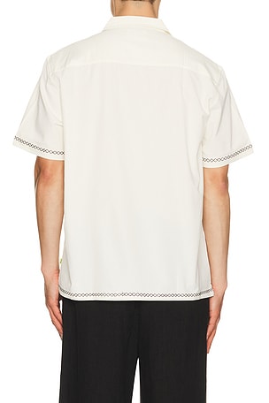 Duvin Design Stitch Stretch Button Up Shirt in Cream
