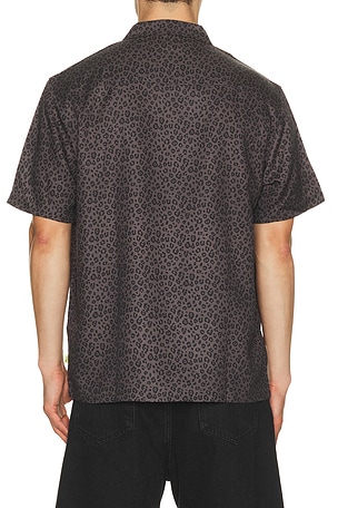 Duvin Design Black Cat Button Up Shirt in Black