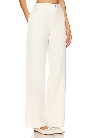 Denimist Flat Front Wide Leg Chino in Ivory